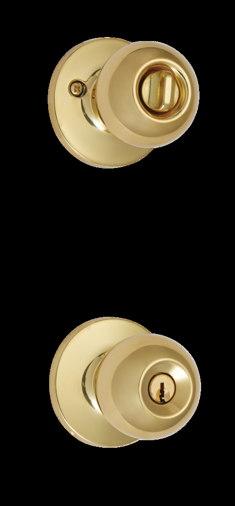 Garrison Entry Keyed Ball Door Knob Lock Set, Polished Brass