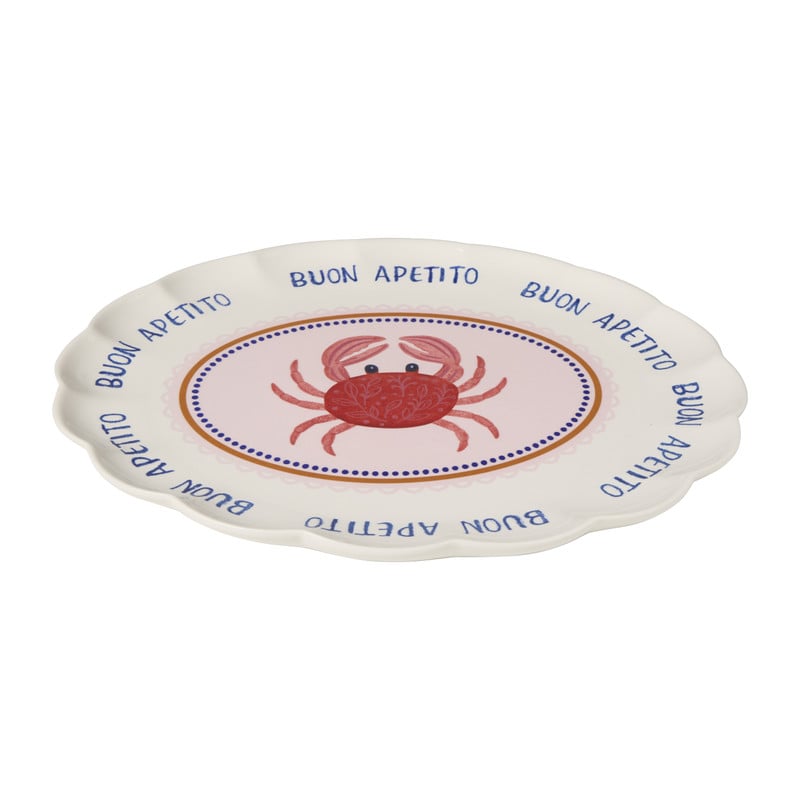 Serveerbord krab - blauw/oranje - 39.5x32 cm