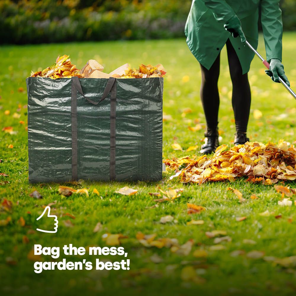 LIVIVO 150L Garden Waste Bags Set of 2 Heavy Duty Reusable Waterproof Garden Bags with Handles Collapsible