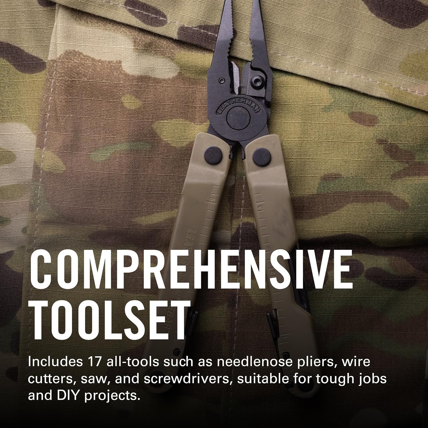 LEATHERMAN, Rebar Multitool with Premium Replaceable Wire Cutters and Saw, Coyote Tan