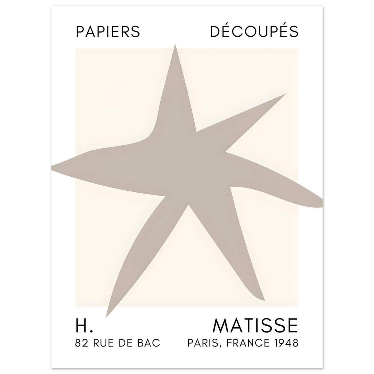 Artfulprints Poster Matisse – Star of the sea grey  - 30x40 cm - Grijs