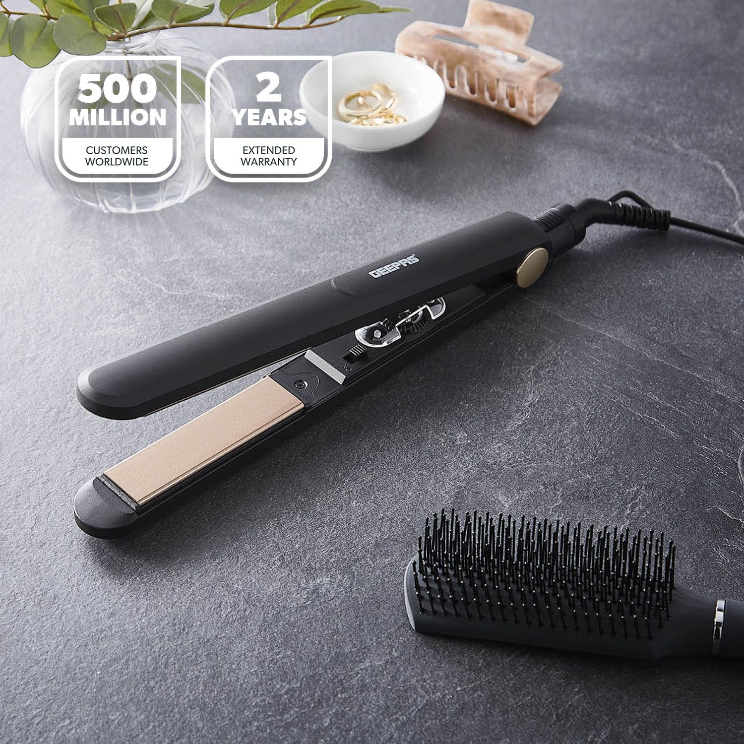 Geepas Pro-Slim Ceramic Hair Straightener 360° Swivel Cord