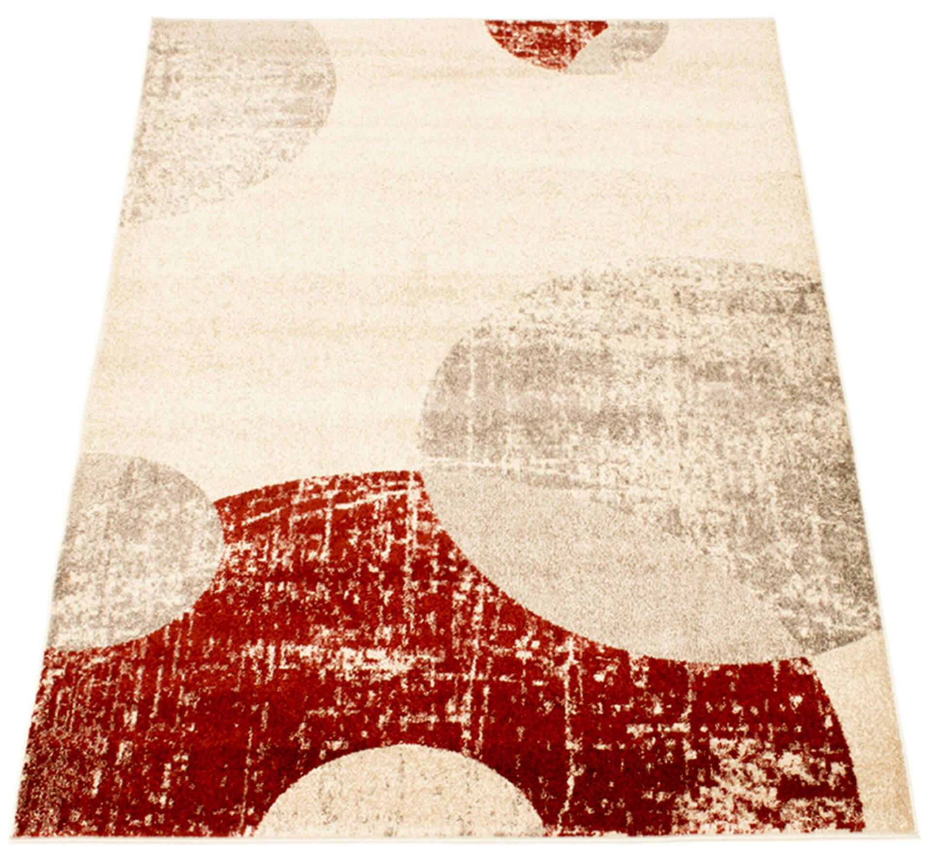 ECARPET Bellagio Indoor Geometric Area Rug, Ivory/Red, Assorted Sizes