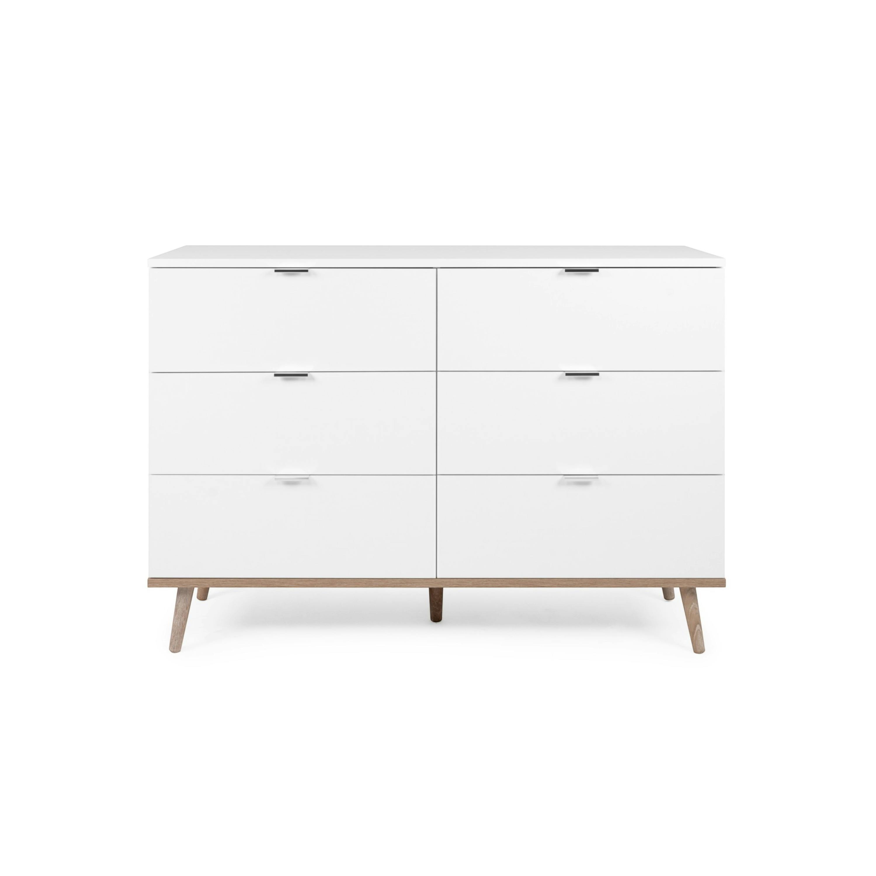 Commode blanche 6 tiroirs style scandinave ALVA
