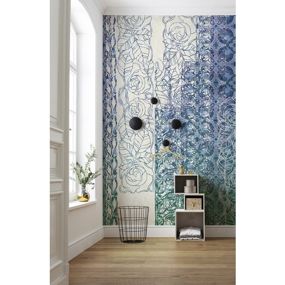 Vliestapete »Art Nouveau Bleu«, Breite 250 cm, seidenmatt