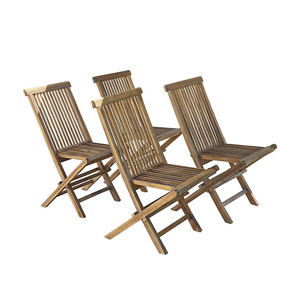 Lot de 4 chaises de jardin en teck huilé pliantes