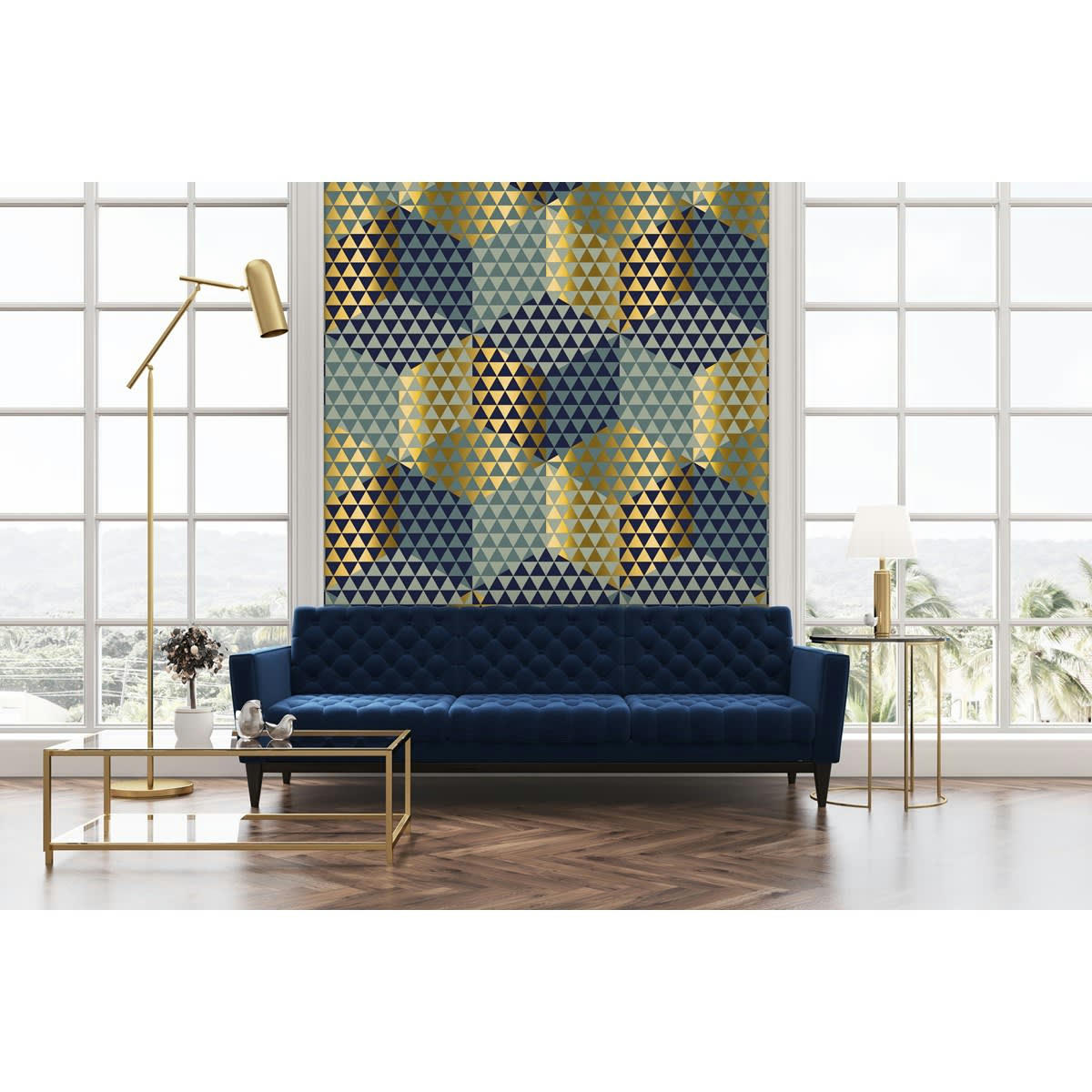 GRAPHIC CHIC - Papier peint panoramique en Papier Jaune or  288x270