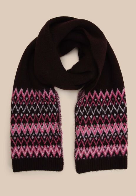 Womens Burgundy Fairisle Scarf