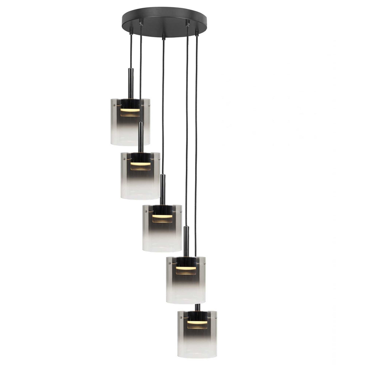 Highlight hanglamp Salerno - 5 lichts - 45 x 180  cm - zwart