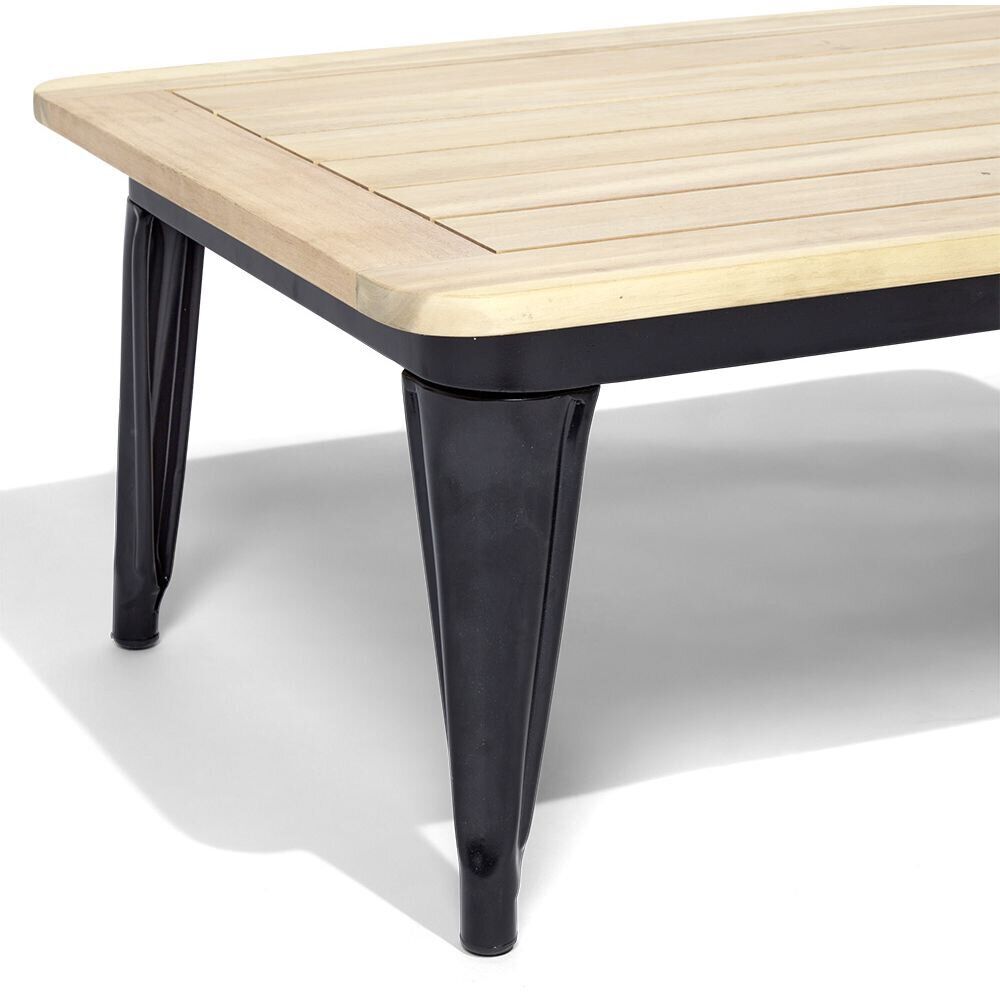 Table basse de jardin Fabrik métal noir et acacia 80x60xH35 cm