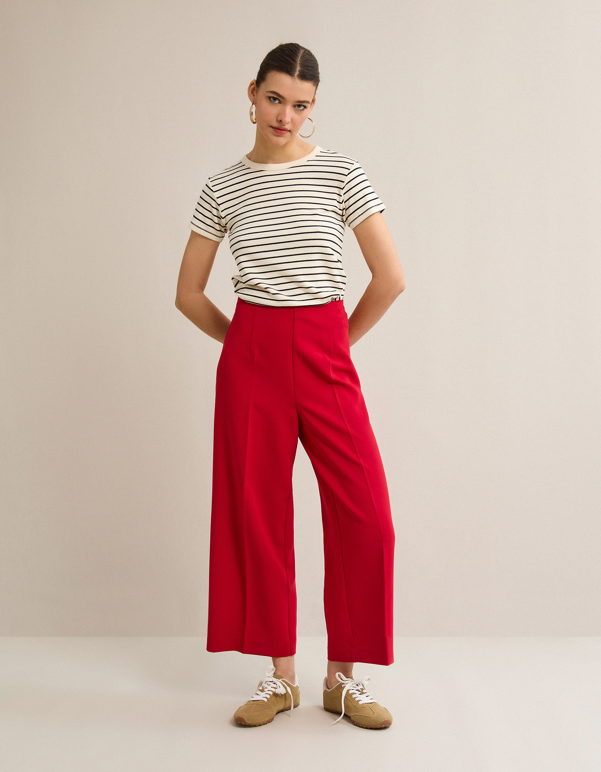 Calças Culotte, Mulher, Vermelho