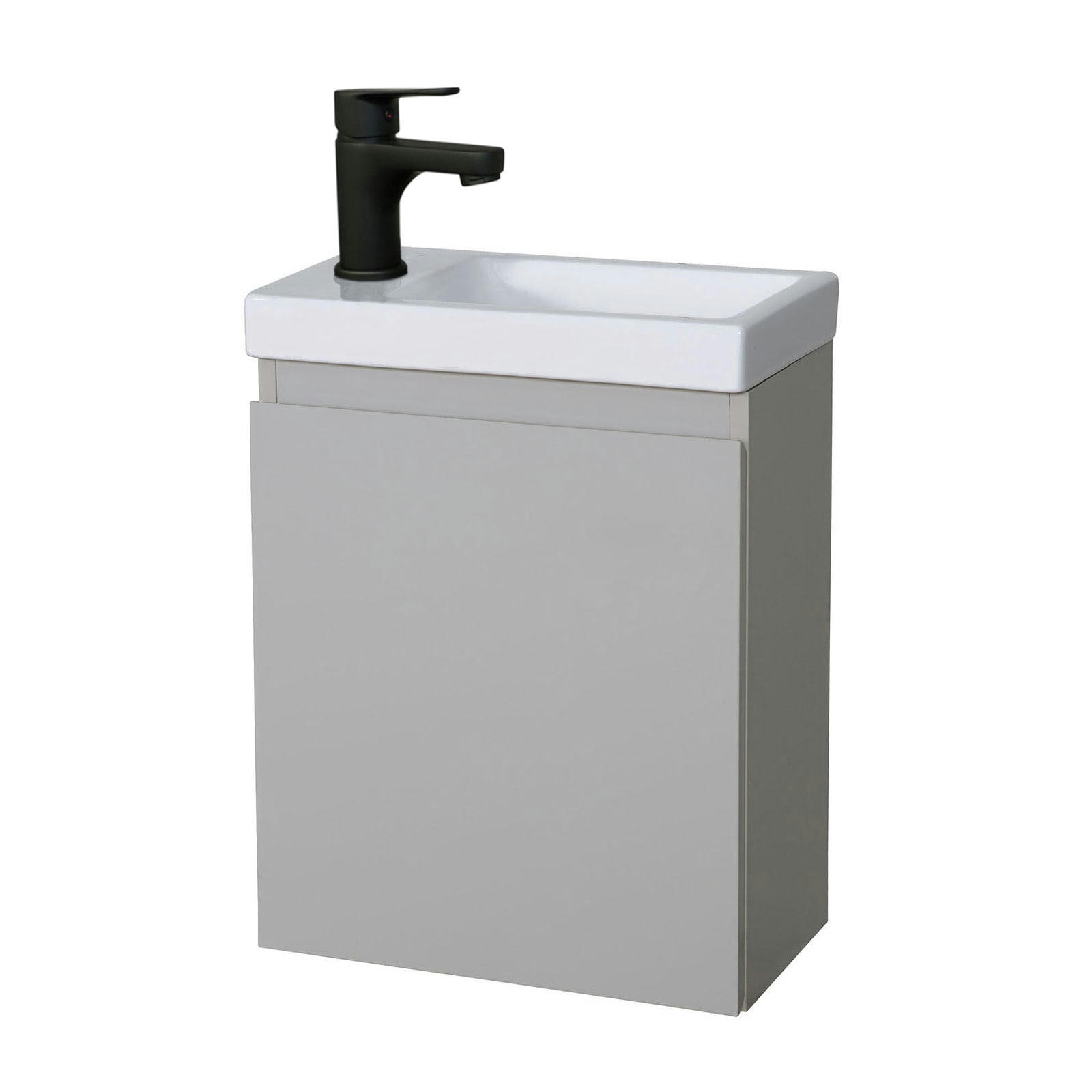 LISA - Meuble lave-mains  gris sable + robinet noir