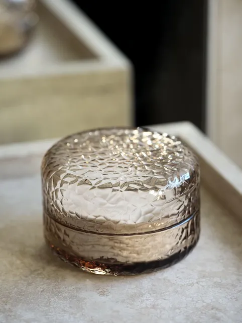 Opbevaringskrukke GENEVAD Ø10xH6cm glas brun