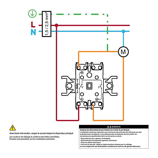 Commande volet roulant 2 boutons complet Schneider Electric Asfora blanc