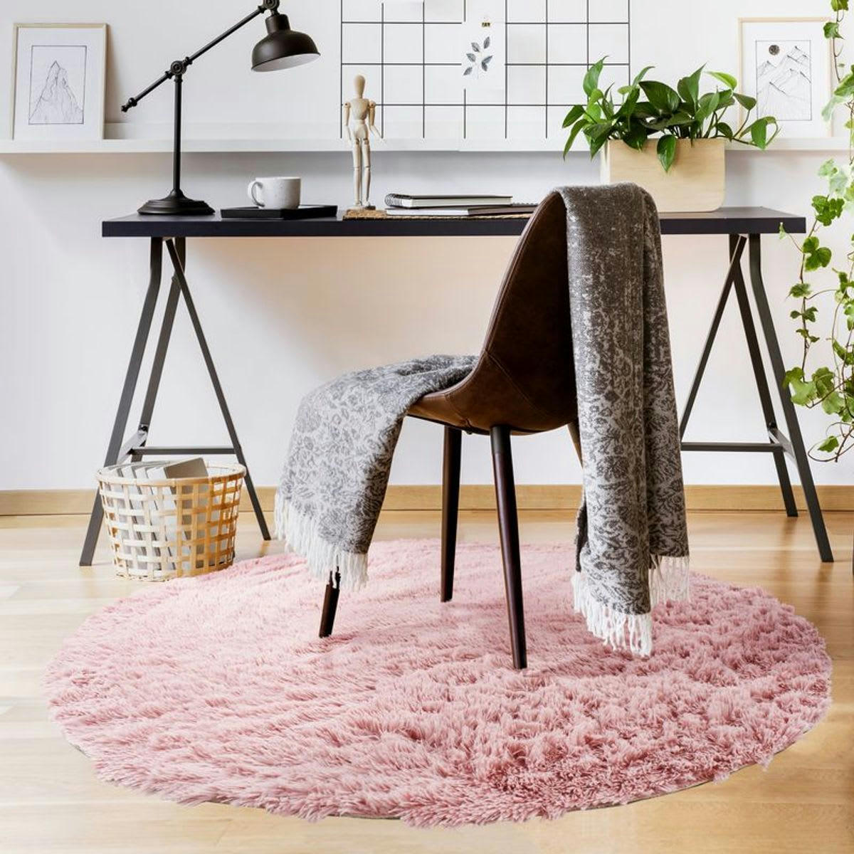 NEO - Tapis lavable à base fine et souple extra doux rose diam.120