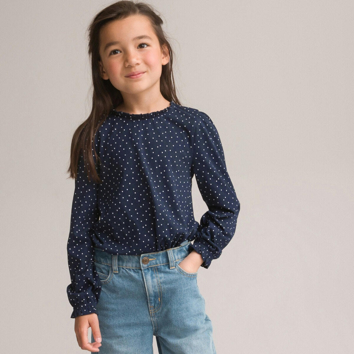 T-shirt manches longues imprimé pois