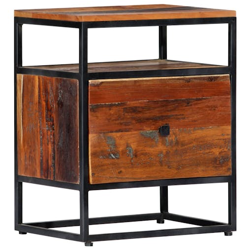 NNEVL Bedside Cabinet 40x30x50 cm Solid Reclaimed Wood and Steel