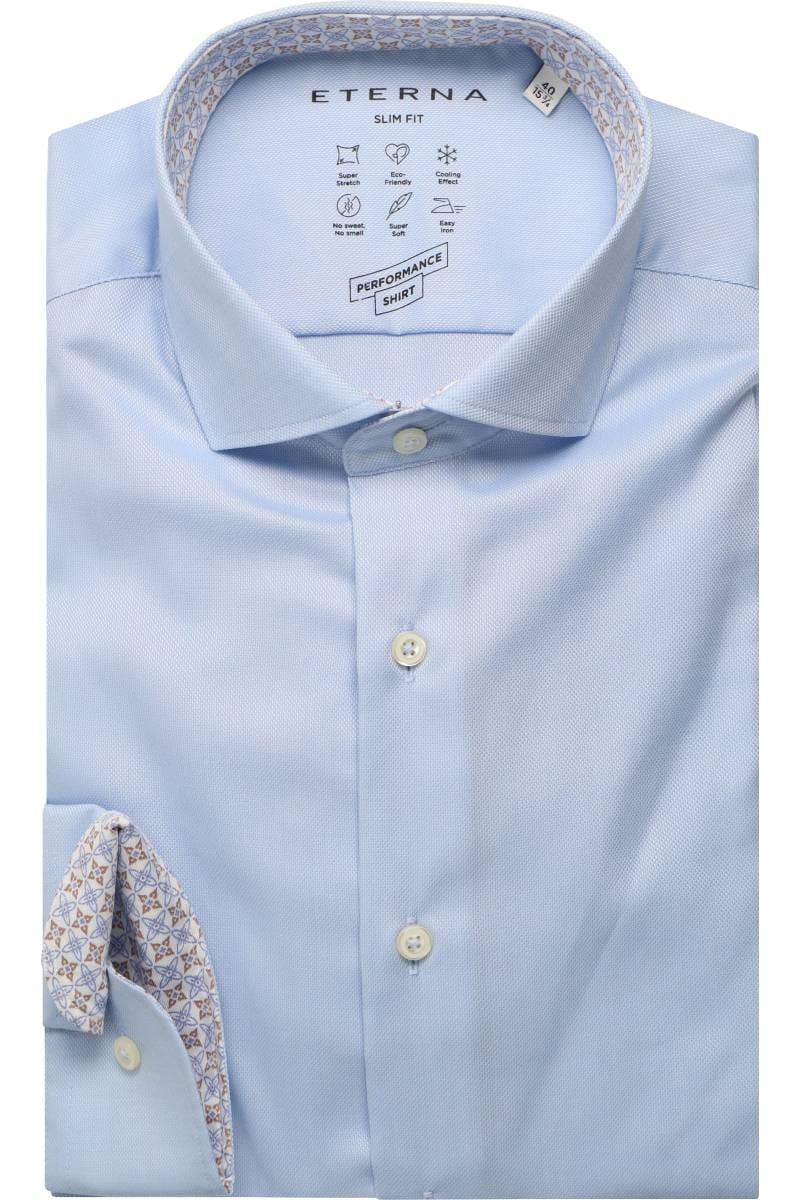 ETERNA Performance Slim Fit Tencel Hemd mittelblau, Strukturiert