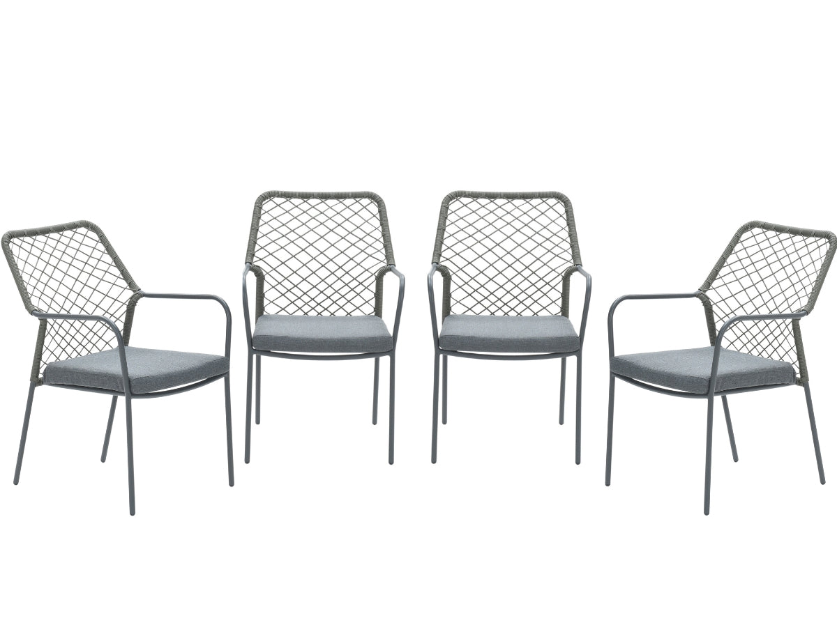 Garden Impressions Dido tuinstoelen set van 4 mosgroen rope