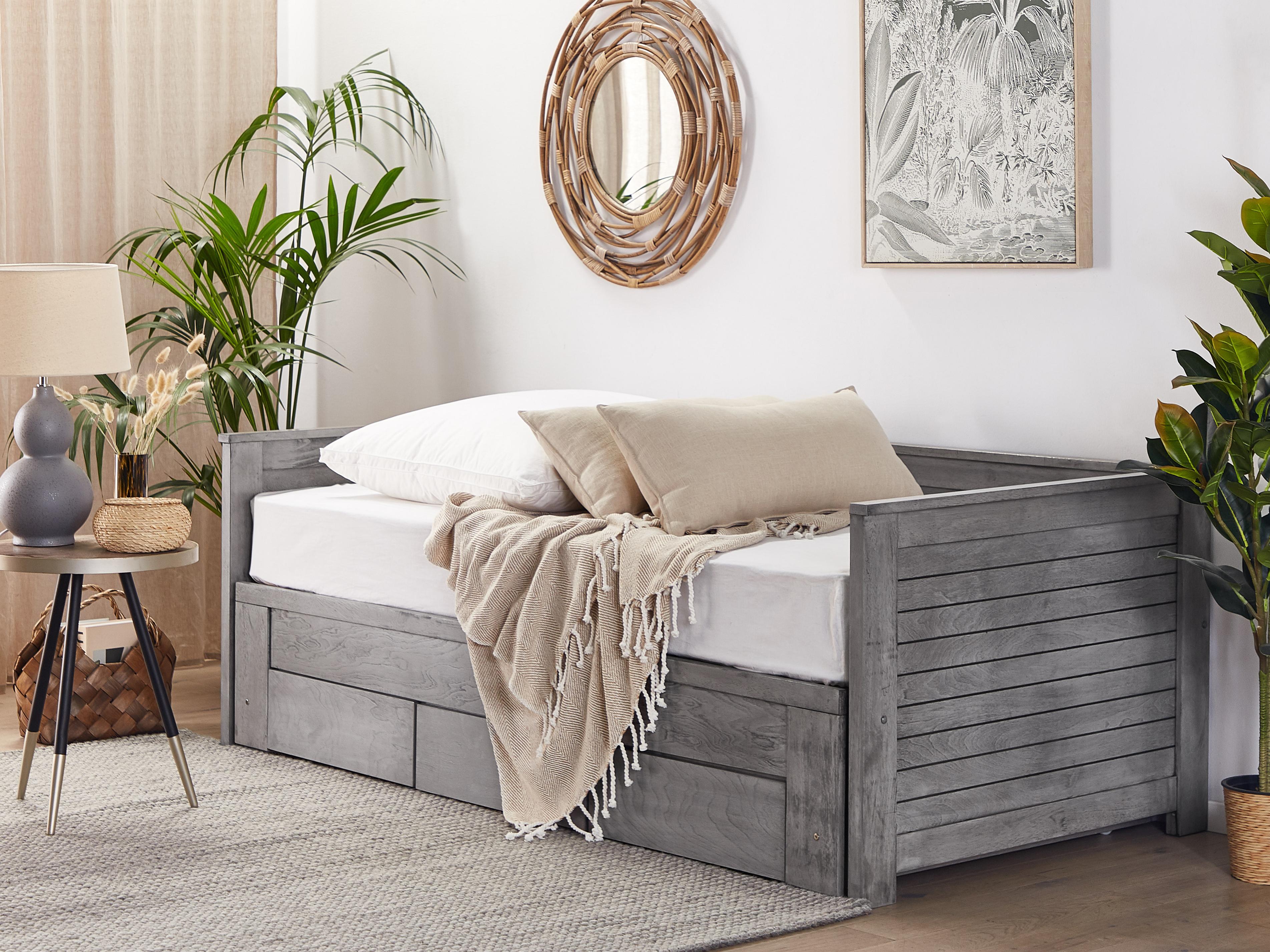 Bed with Storage Drawers Wood CAHORS 90 x 200 cm (EU Single) Grey