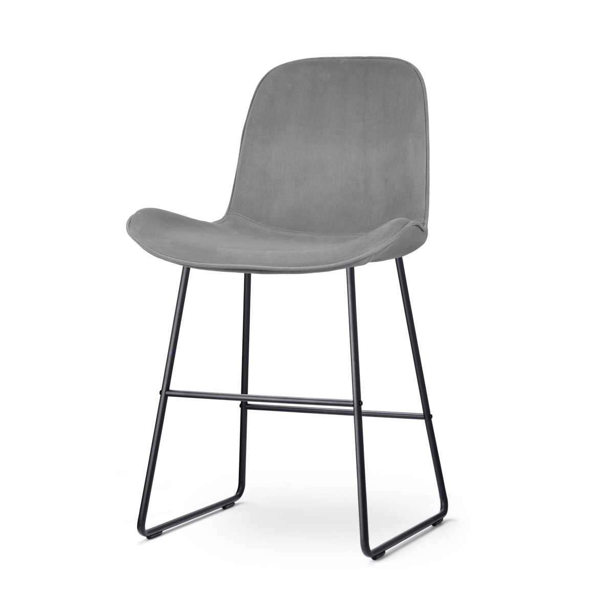 Nolon Nino-Fé Barkruk Grijs - Velvet - Zwart Onderstel - 65 cm