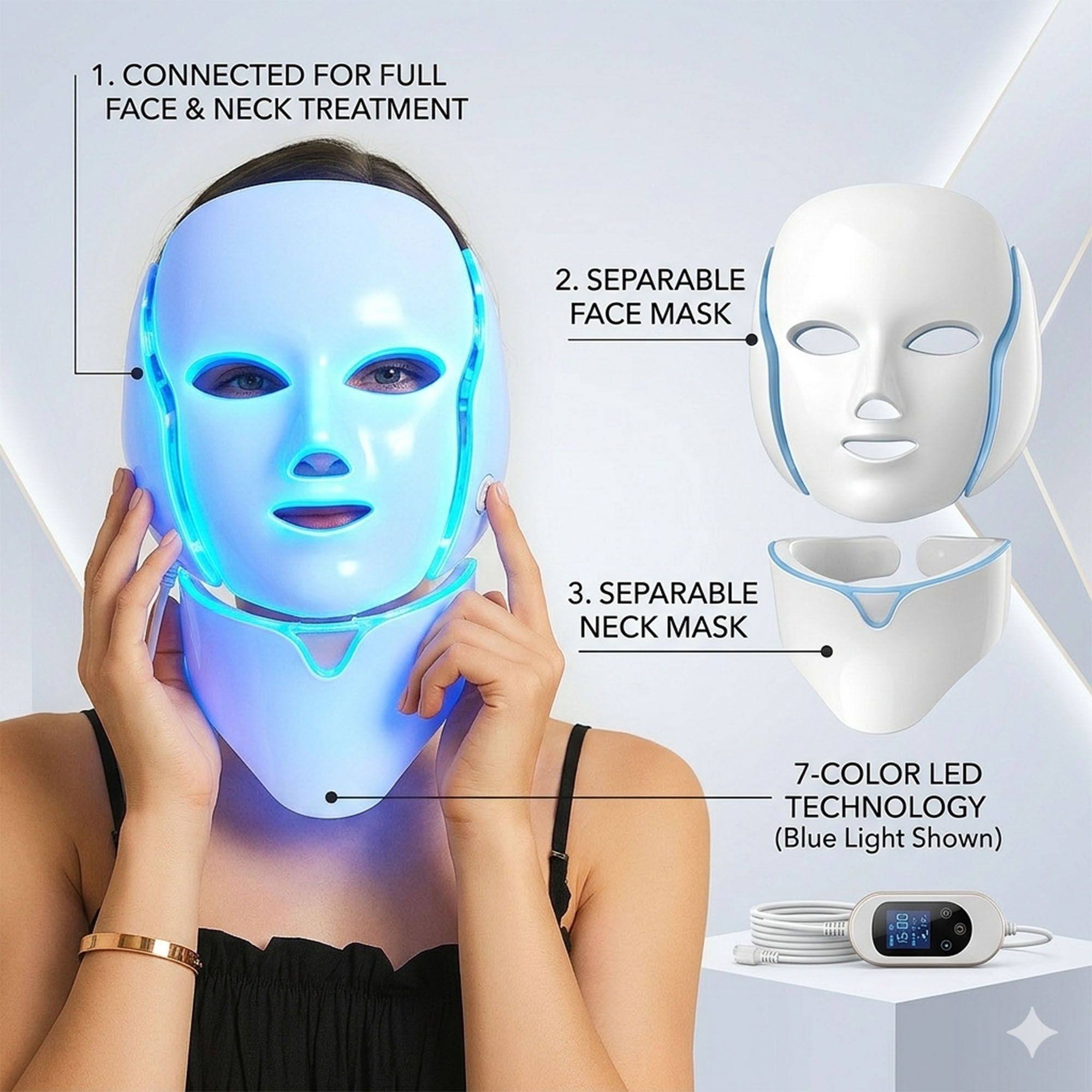 Dragodirect LED Face Neck Mask Skincare Anti-Wrinkle Acne Treatment