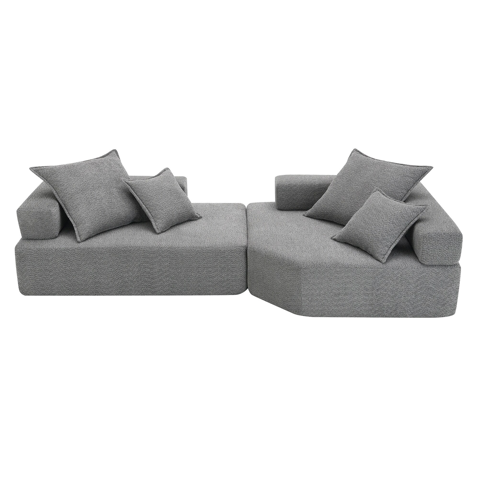 Modern Modular Sofa with Full Sponge Structure and Boucle Upholstery for Living Room or Guest Room,No Assembly