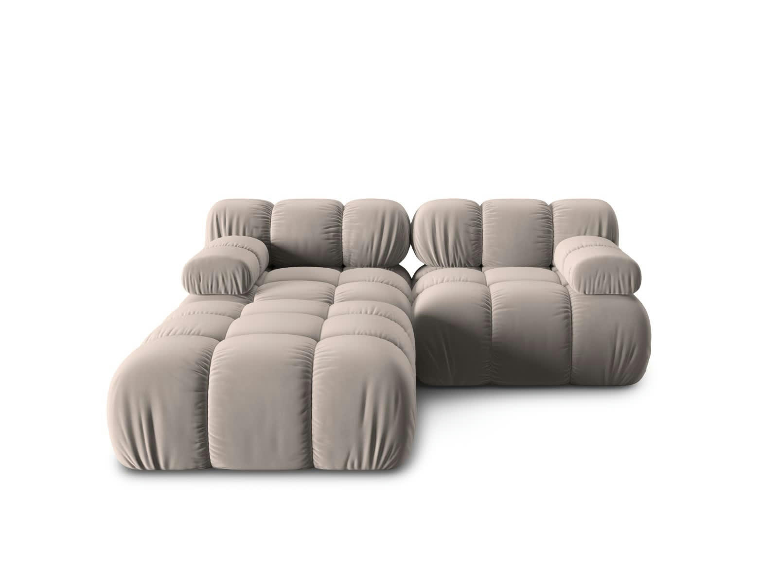 BELLIS - Canapé modulable 3 places en tissu velours beige
