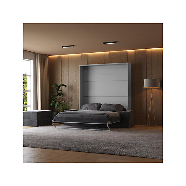Lit escamotable 180x200cm Vertical Canapé Anthracite Lit Mural SUP M1 Gris perle