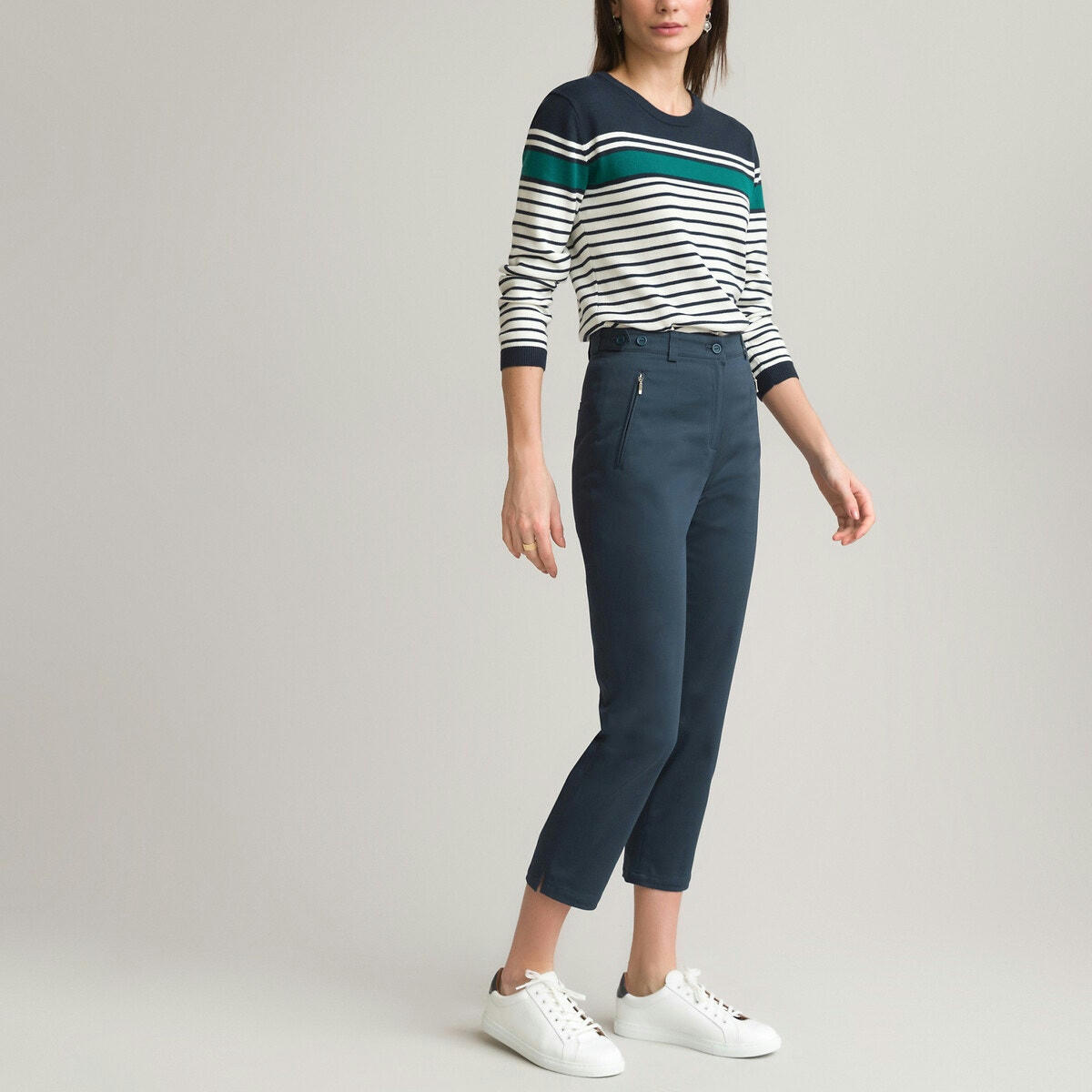 Pantacourt satin de coton stretch