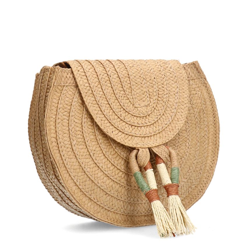 Manfield Beige raffia schoudertas