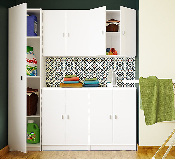 Armoire polyvalente coloris blanc - Hauteur 180 x Longueur 40 x Profondeur 35.6 cm