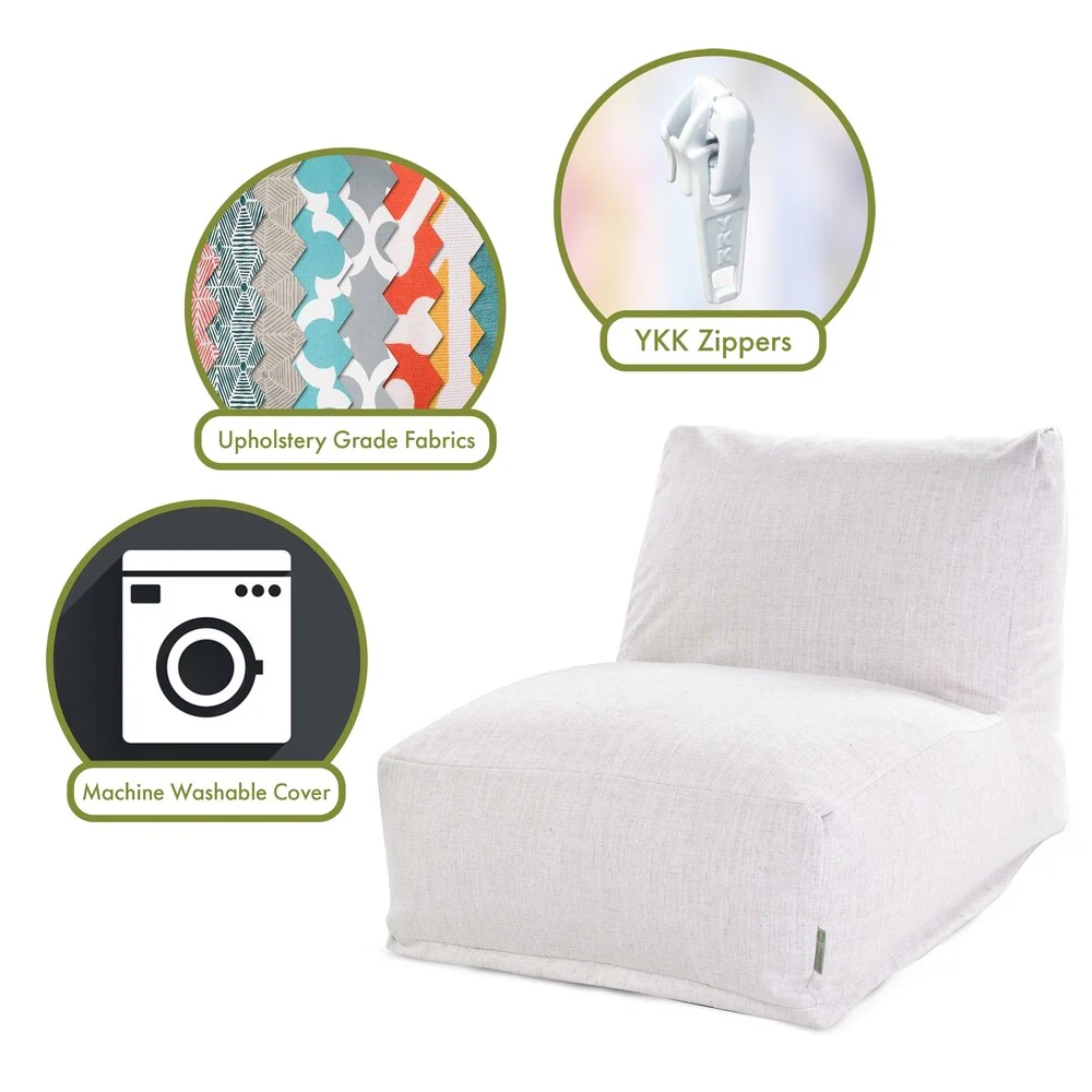 Majestic Home Goods Indoor Wales Poly/Linen Bean Bag Chair Lounger 36 in L x 27 in W x 24 in H