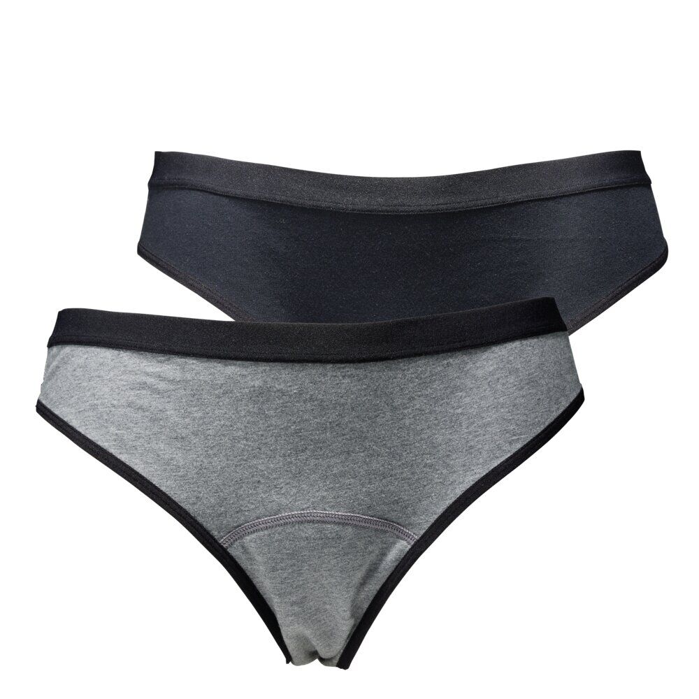 Culotte menstruelle x3 coton gris et noir S/M/L/XL