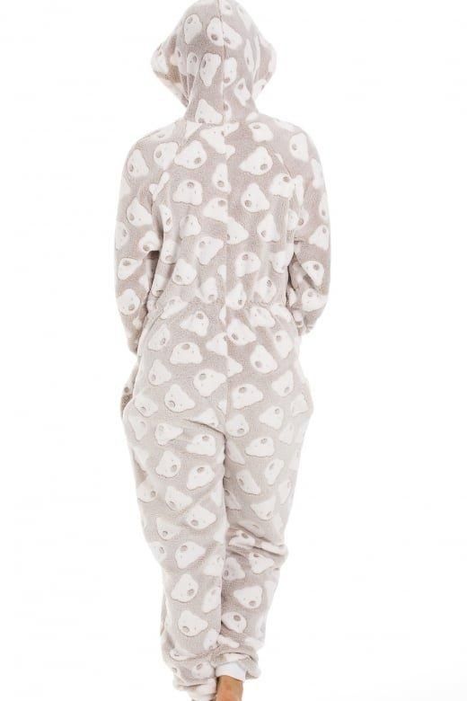Camille Supersoft Cuddle Fleece Bear Print Hooded Onesie