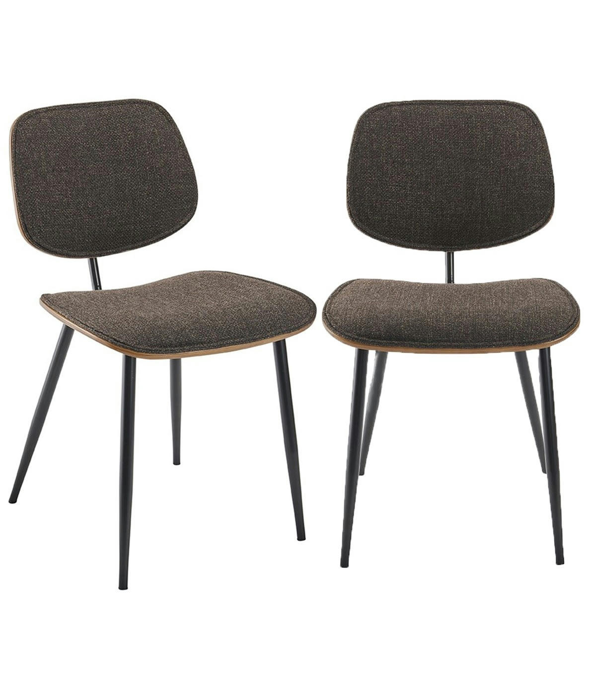 OLYMPIA - Lot de 2 chaises en Tissu Gris et finition Noyer - L46 cm