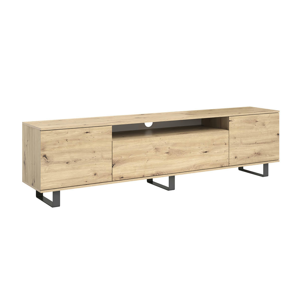 - Meuble TV 3 portes 180 cm stratifiés, métal naturel