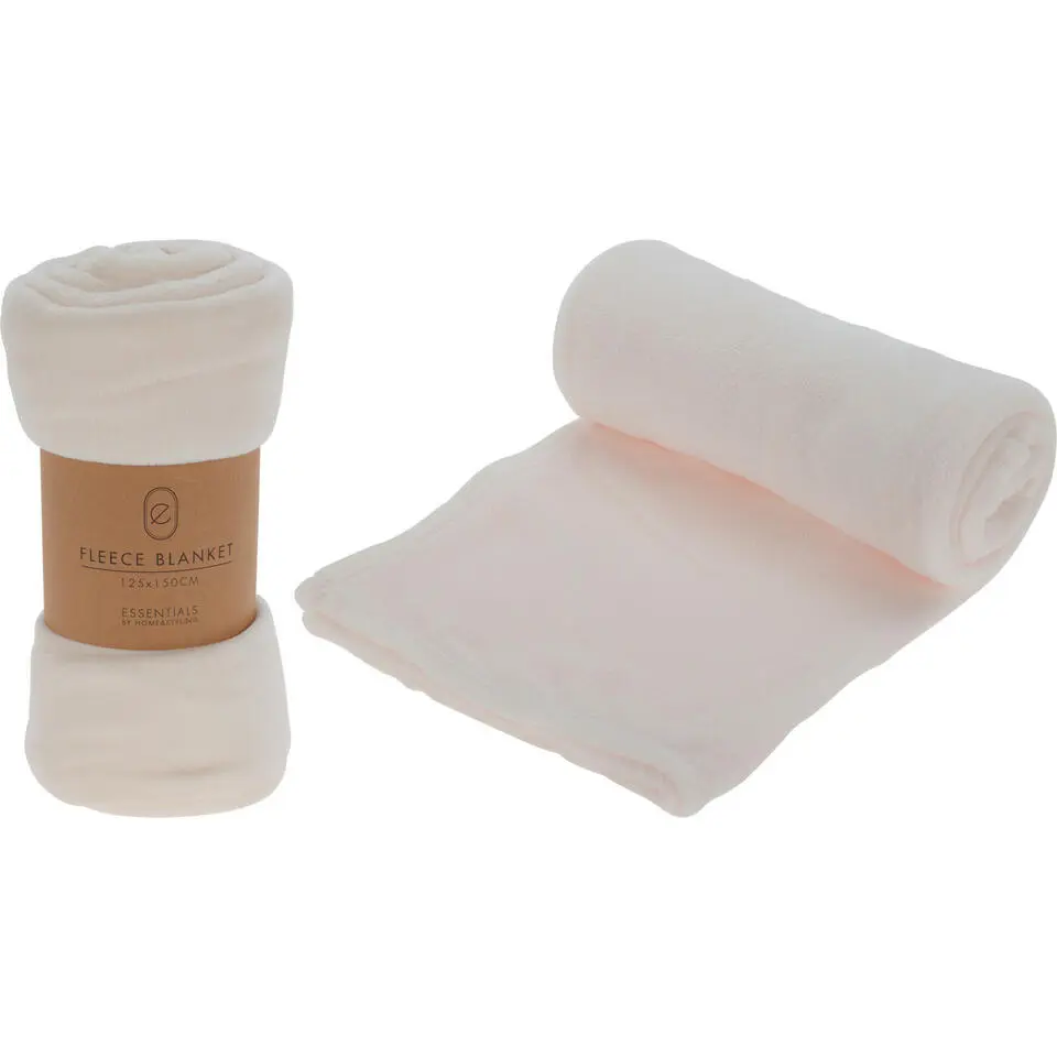 H&S Fleece deken - plaid - polyester - wit - 125 x 150 cm