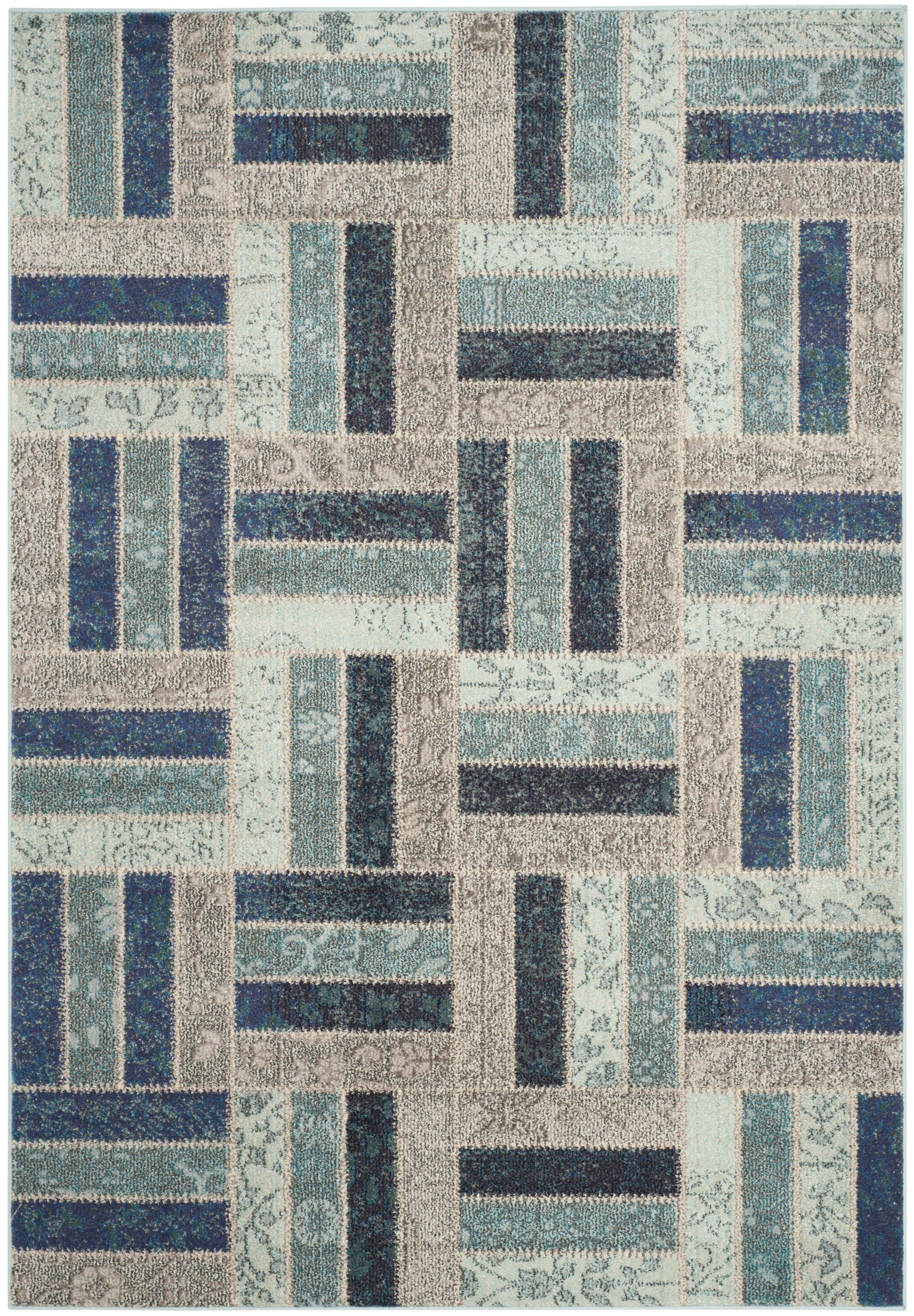 MONACO - Tapis de salon interieur en gris & bleu, 122 x 170 cm