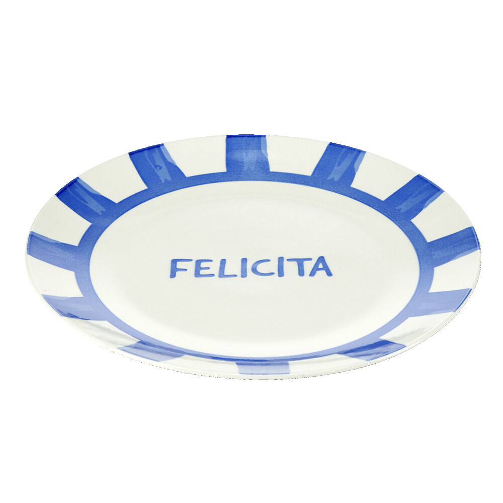 Assiette plate porcelaine "Felicita" blanche et bleue Ø26,5cm