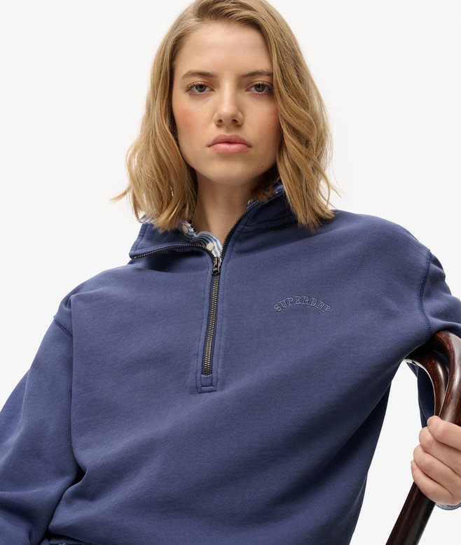 Essential Logo Garment Dye Half Zip Sweatshirt
