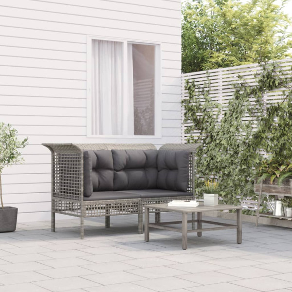 Sofa narożna Szary Technorattan Sofa narożna (2 szt.) vidaXL