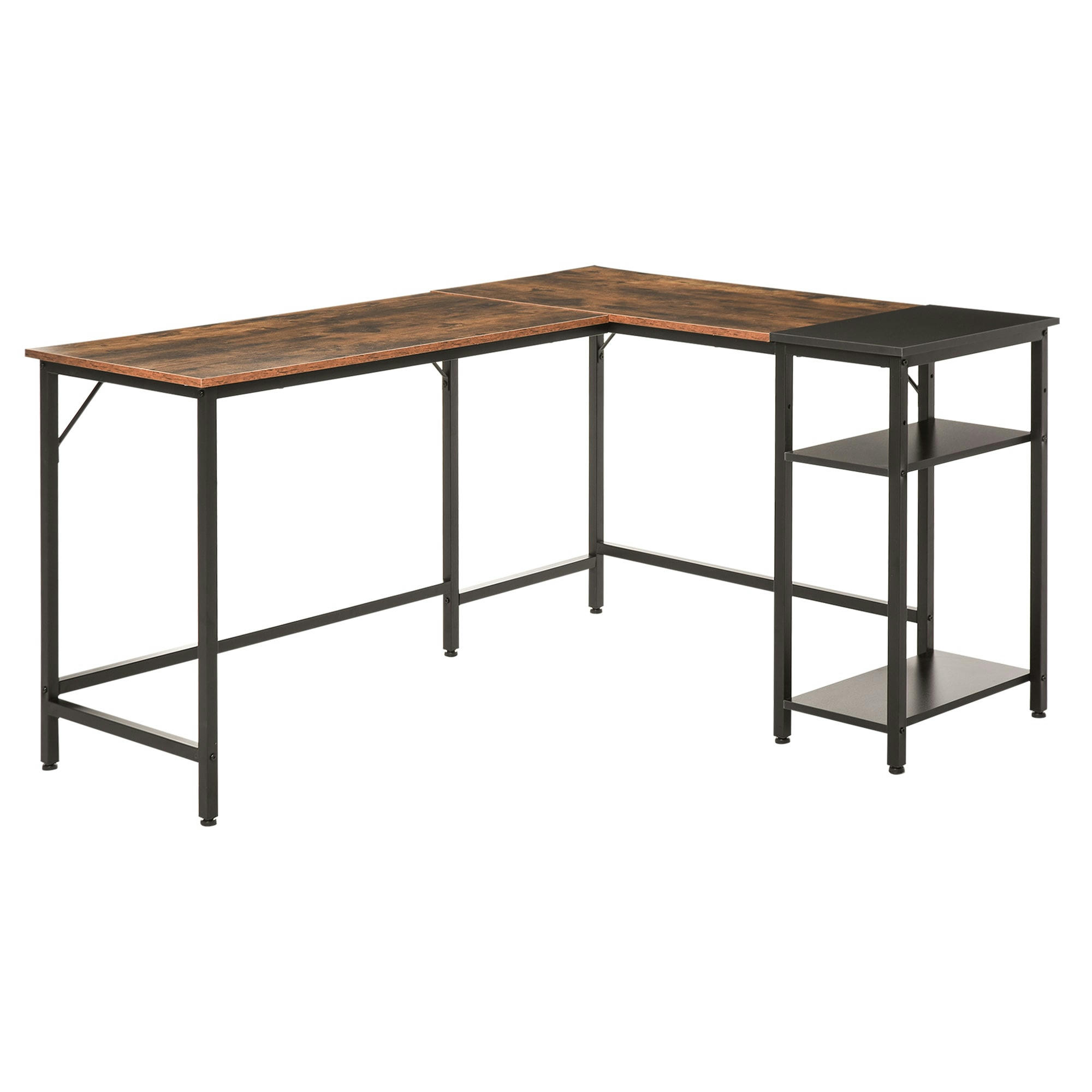 - Bureau informatique design industriel aspect vieux bois métal noir