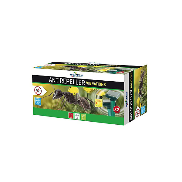 PACK2x Répulsif à fourmis à ultrasons Surface 2x400m² vibrations WEITECH