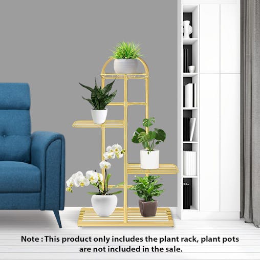 SOGA 2X 4 Tier 5 Pots Gold Metal Plant Stand Flowerpot Display Shelf Rack Indoor Home Office Decor