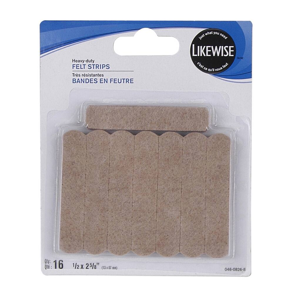 Heavy Duty Felt Protectors, Self-Adhesive, 1/2 x 2.6-in, Beige