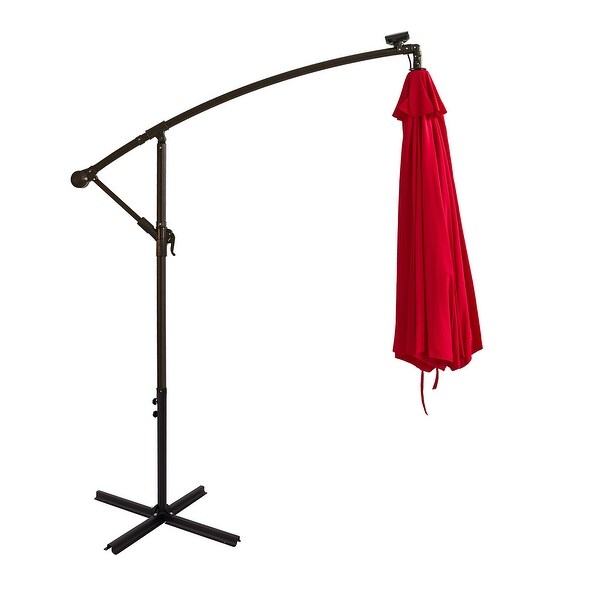 FLAME&SHADE 10' Cantilever Solar Powered LED Patio Umbrella