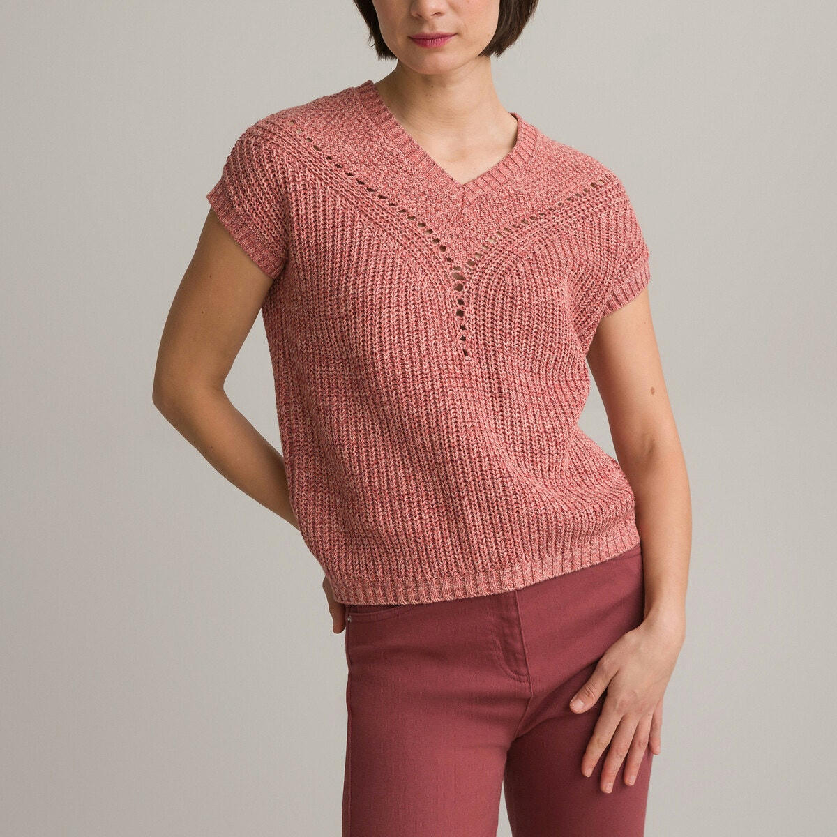 Pull col V, en fine maille