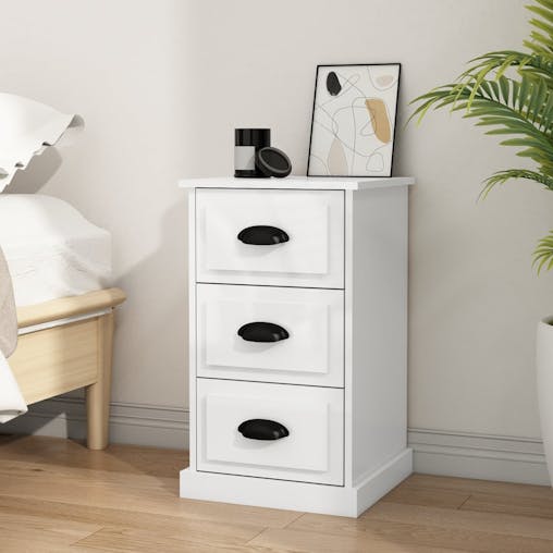 NNEVL Bedside Cabinet High Gloss White 39x39x67 cm Engineered Wood