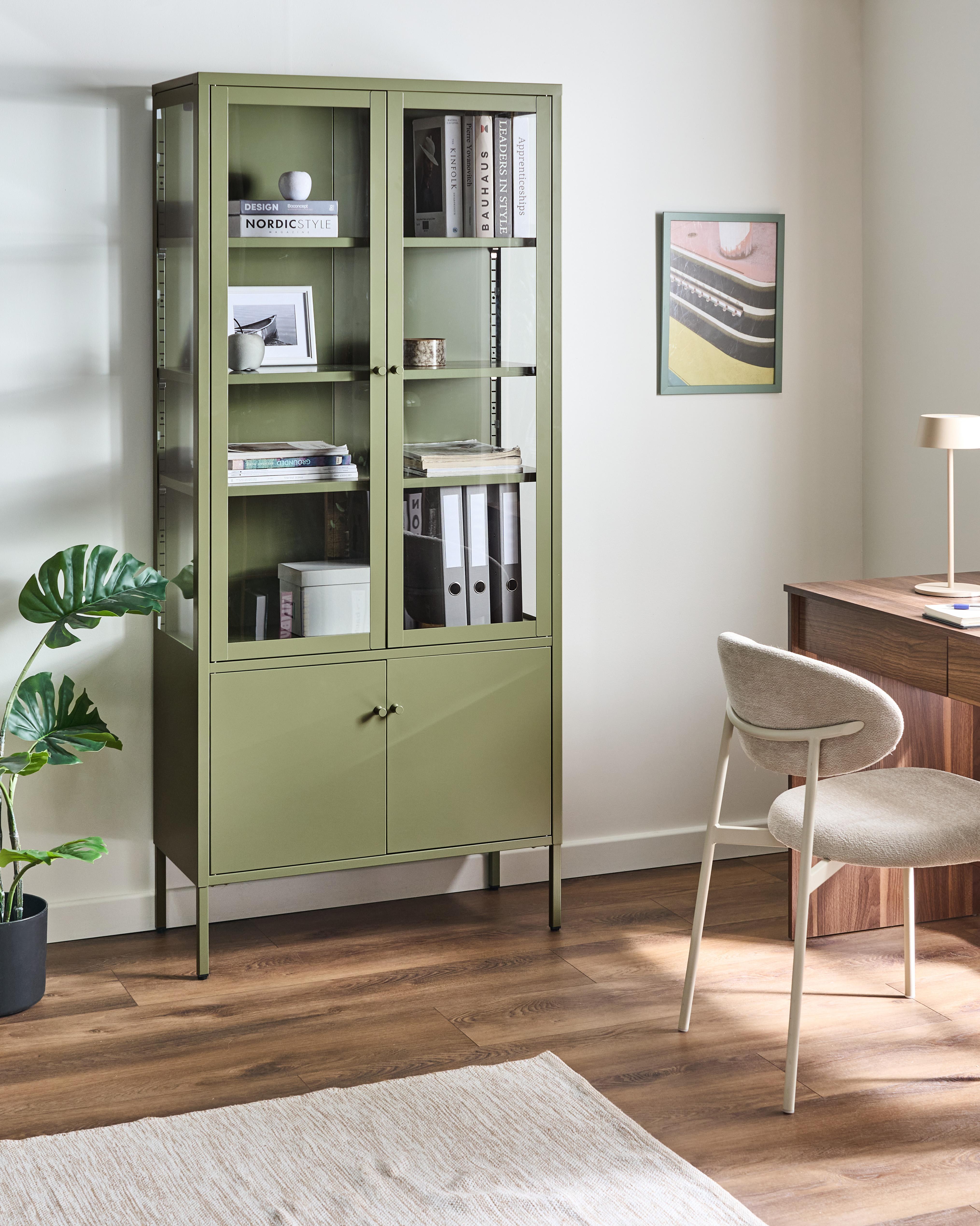 Glass Display Cabinet OXTED Metal 80 cm Green